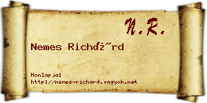Nemes Richárd névjegykártya